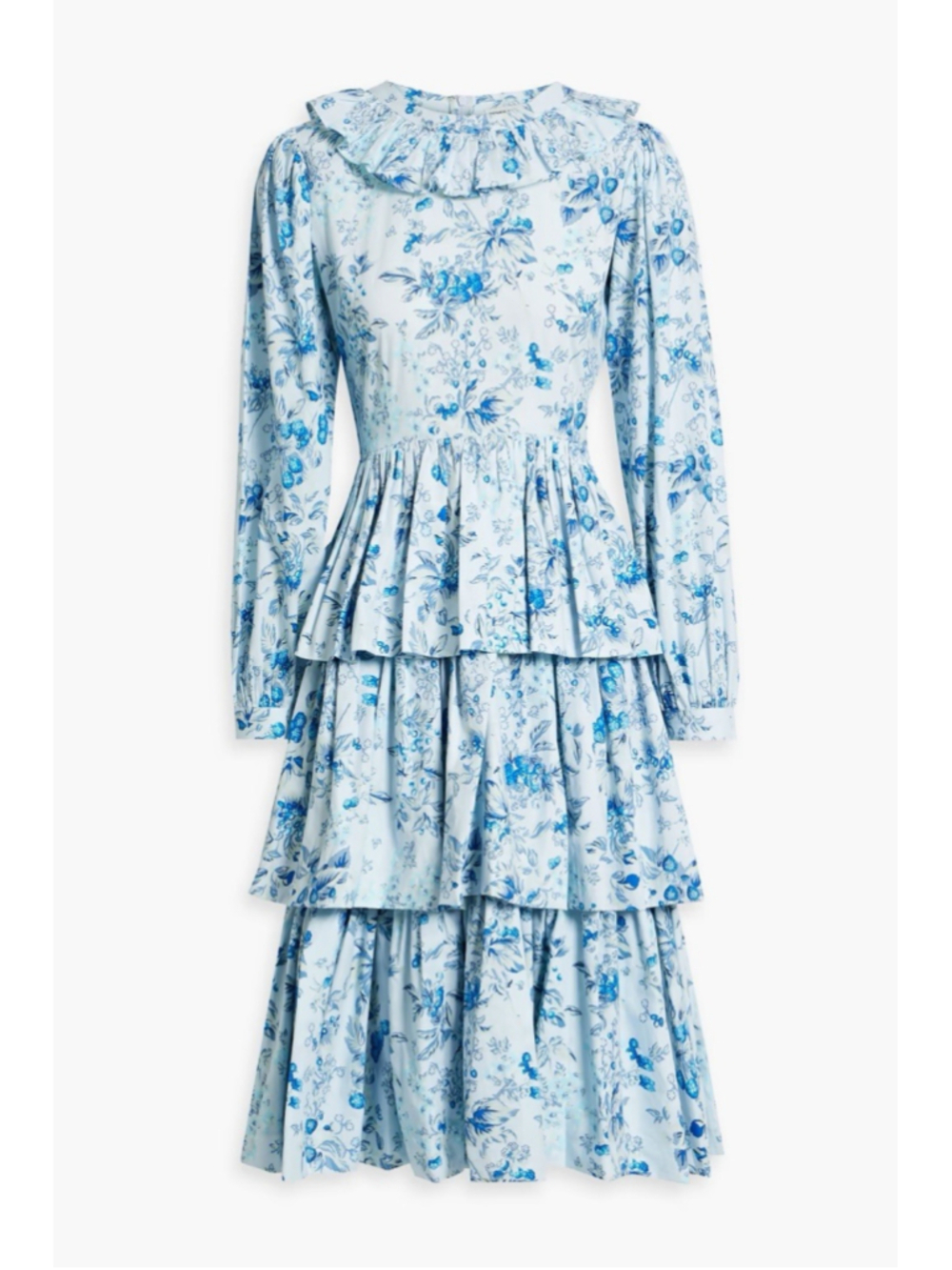 BATSHEVA X LAURA ASHLEY Welsh Tiered Floral Print Cotton Poplin Dress Size 18 - Picture 3 of 10